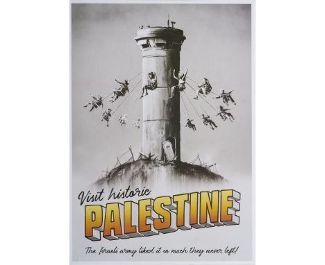 Zeitgenössische Kunst - Street Art - - Banksy. (1974). Visit historic Palestine. 2018. Farboffset auf glattem Papier mit dem 