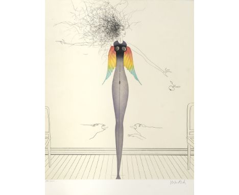 Paul Wunderlich(1927 Eberswalde - 2010 Saint-Pierre-de-Vassols)o.T. Farbaquatintaradierung auf chamoisfarbenem Arches. 61 x 5