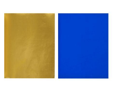 Yves Klein. (1928 Nizza - 1962 Paris). Set aus 2 Arbeiten. 1 Serigraphie und 1 goldfoliertes Blatt in: Den inre och den yttre