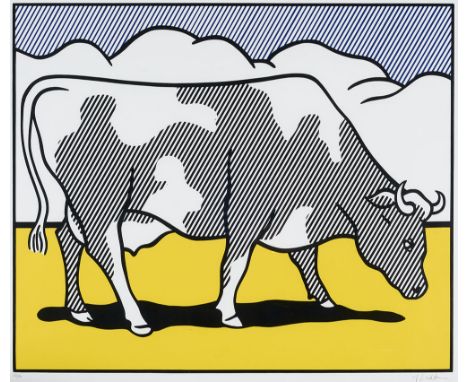 Pop Art - - Roy Lichtenstein. (1923 - 1997 New York). Cow Going Abstract (Poster). 1 Farbserigraphie auf Papier. 1982. 60,2 x