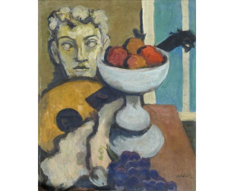 Richard Schreiber. (1904 Hindenbrug Oberschlesien - 1963 Düsseldorf). Stillleben. 1930. Gouache auf Malpappe. 59 x 48,5 cm (S