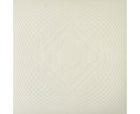Geometrische Abstraktion - - Victor Vasarely. (1906 Pécs - 1997 Paris). o.T. Serigraphie in weiß und gold über Prägedruck auf