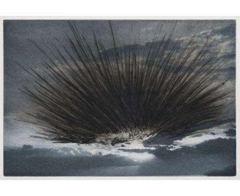 Fluxus - - Arnulf Rainer. (1929 Baden b. Wien -  lebt in Wien). Schwarze Strahlen. Kaltnadelradierung über Heliogravure auf Z