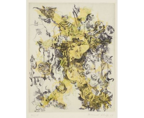 Set aus über 50 Graphiken dt. Künstler. 1964-1976. verschiedene Techniken, u. A. Radierung u. Lithographie, teils farbig. Je 