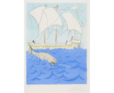 Surrealismus Salvador Dalí(1904 - 1989 Figueras)Zebulun. 1973. Handkolorierte Farbradierung auf chamoisfarbenem Arches. Aus d