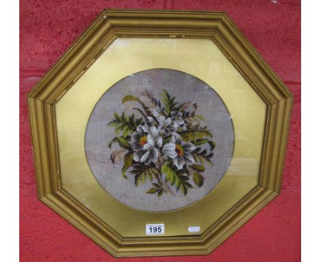 Tapestry in gilt octagonal frame