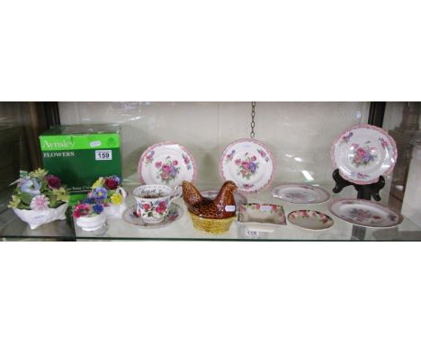 Shelf of china to include Clarrice Cliff