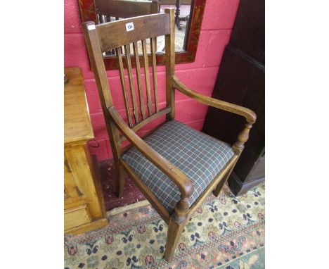 Oak stick back armchair