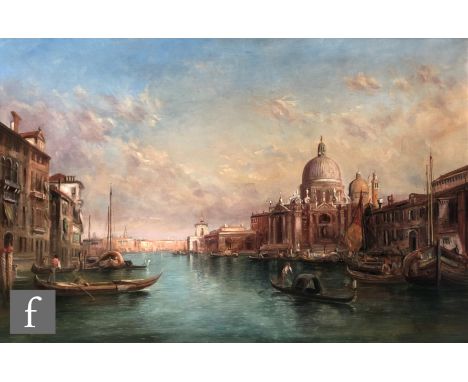 ALFRED POLLENTINE (1836-1890) - 'Santa Maria della Salute and The Dogana, Venice', oil on canvas, signed, framed, 52cm x 79cm