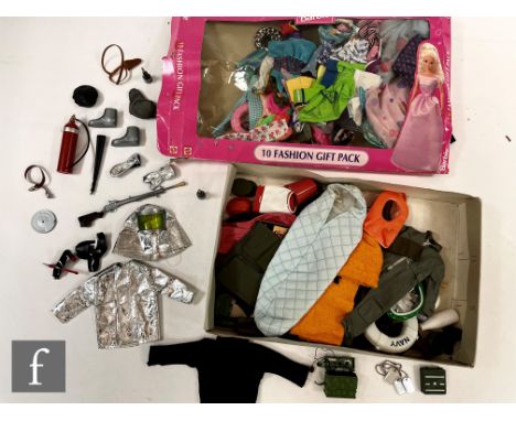 A collection of Palitoy Action Man clothing and accessories, to include a complete Crash Crew set, partial Russian Infantryma