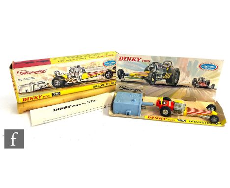 A Dinky Toys 370 Dragster Set,&nbsp;comprising of Dragster with fluorescent finish and light blue launcher, with original pac