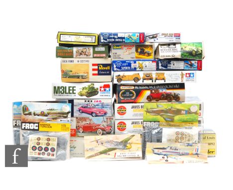 A collection of assorted plastic model kits, to include Airfix 04401 James Bond Autogyro, Airfix 134 Chipmunk with red line h
