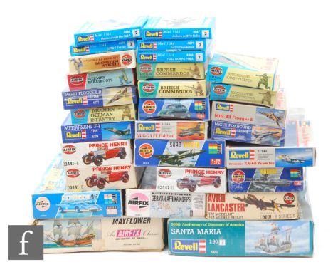 Twenty nine plastic model kits, mostly military related, by Airfix and Revell, various scale sizes, to include aircraft, ship