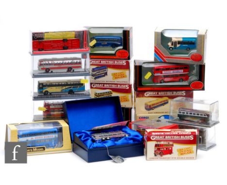 Nineteen diecast model buses, to include Corgi, Atlas, Exclusive First Editions etc, all boxed. (19) 