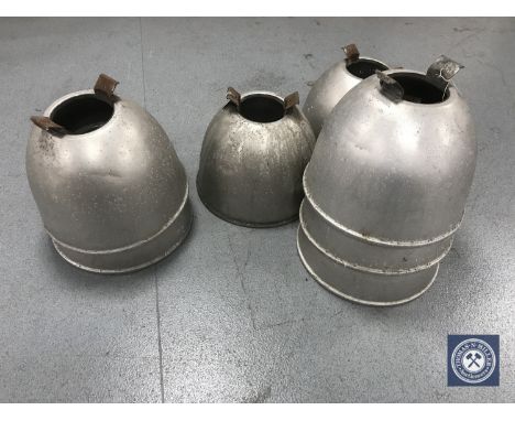 A quantity of industrial metal light fittings 