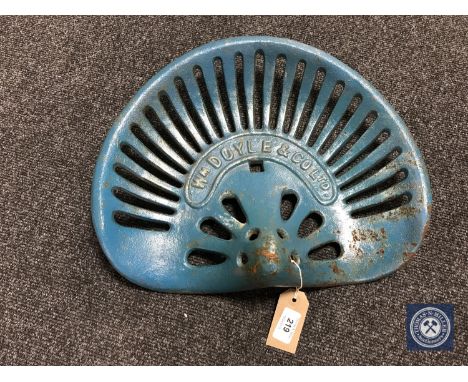 A William Doyle &amp; Co. Ltd. metal tractor seat.  