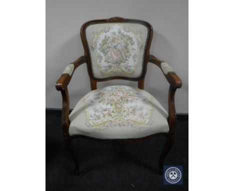 A continental salon armchair in tapestry fabric 