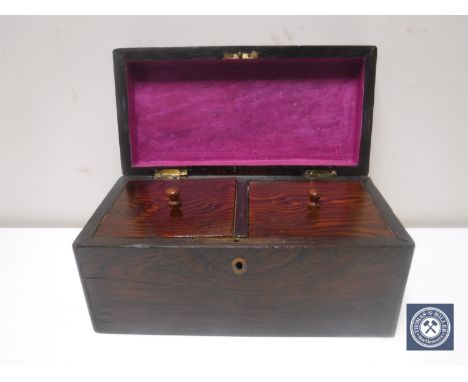 A late Victorian rosewood tea caddy