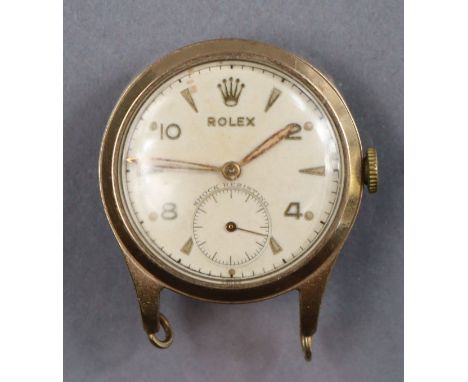 A 9ct. gold Rolex fob watch (converted from a wristwatch), the 24mm white circular dial with alternating baton &amp; Arabic n