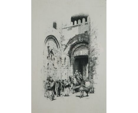 WILLIAM ASHTON (1853-1927) An Egyptian scene, etching, signed &amp; dated 1921 in the plate, 39cm x 27cm (image), framed &amp