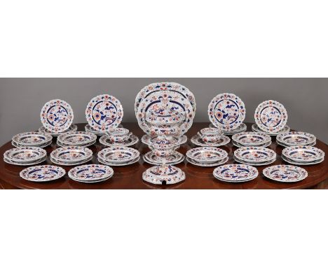 A part service of 19th century Hicks, Meigh & Johnstone ironstone china dinnerware, comprising 12 x soup plates (25cm), 29 di
