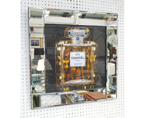 PICTURE, 'Chanel' perfume design, mirrored surround, 56cm x 56cm.