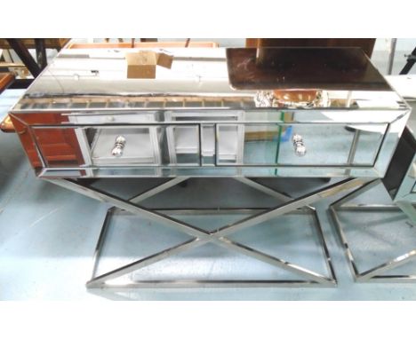 MIRRORED CONSOLE TABLE, 83cm H x 101cm W x 40cm D.