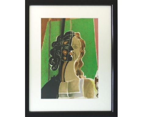 GEORGE BRAQUE, 'Tête de Femme', 1939, lithograph in colours, printed by mourlot, 35cm x 26cm, framed and glazed.