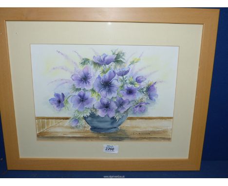 A framed and mounted D.M Pollock Watercolour depicting a bowl of Anemones.