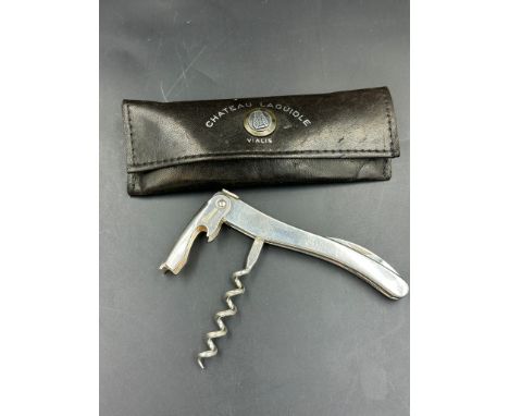  Château Laguiole Vialis Waiter-Style Corkscrew in black leather pouch