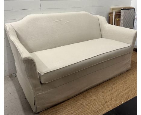 A white linen upholstered two seat sofa by Neptune (W173cm)