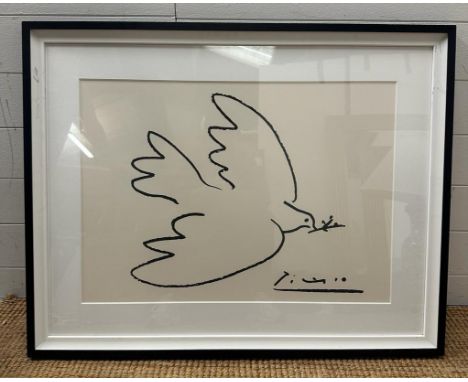 A framed print of Picasso's "Dove of Peace" 50cm x 68cm 