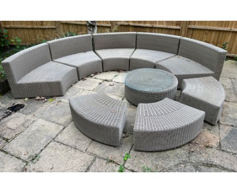 An Ocean garden rattan corner modular sofa set and glass top table 