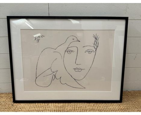 A framed print of Picassos "The Face of Peace" 45cm x 64cm  