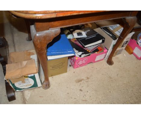 A projector - sold as collector's item; together with a box of railway track; a box containing car manuals and sundries etc. 
