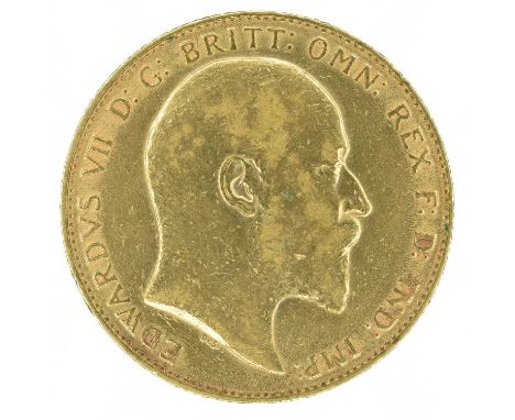 King Edward VII, Sovereign, 1910, Bare head r. R. St. George and dragon, London Mint, edge milled, gold, weight 8.0g, S.3969,