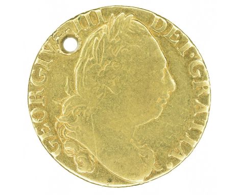 King George III, Guinea, 1786, Fourth laureate head r. R. Crowned shield of arms, edge milled, gold, weight 8.2g, S.3728, F a