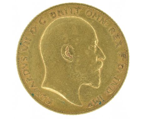 King Edward VII, Half-Sovereign, 1910, Bare head r. R. St. George and dragon, London Mint, edges milled, gold, weight 4.0g, S