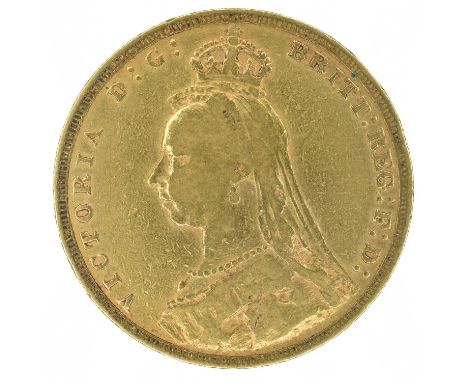 Queen Victoria, Sovereign, 1891, Jubilee bust l. R. St. George and dragon, London mint, edge milled, gold, weight 7.9g, S.386