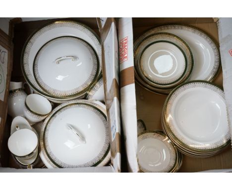 Royal Grafton Green ' Majestic ' Fine Bone China Dinner and Tea Ware including 2 Lidded Tureens, Tureen (no lid), Meat Plate,