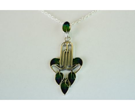 Silver and Enamel (Georg Jensen) style Pendant Necklace 28 