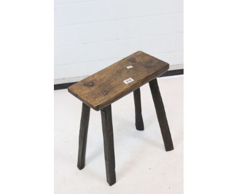 Antique Elm Stool on four chamfered legs 