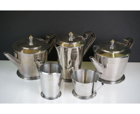 A mid 20th century stainless steel tea service by Oldhall. 