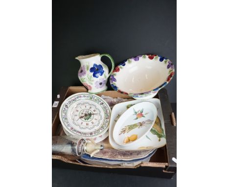 Ceramics including Poole Pottery Hand Painted Washbowl and Jug, Two Royal Worcester Evesham Serving Dishes, Portmeirion Botan