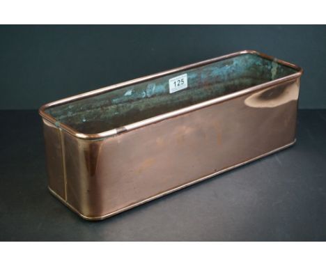 Large Copper Rectangular Planter, 43cm long x 14cm high 