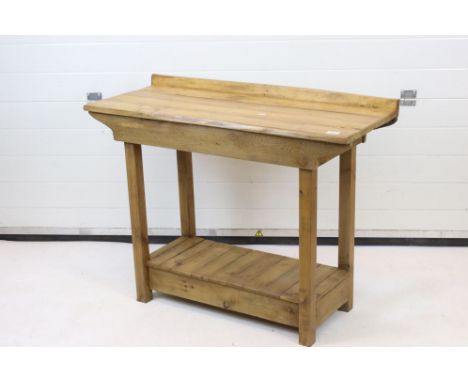 Pine Work Table with pot shelf below 