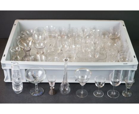 Over 50 items of 19th and Early 20th century Glass including Custard Cups, Drinking Glasses, Thomas Webb Vase, etc 