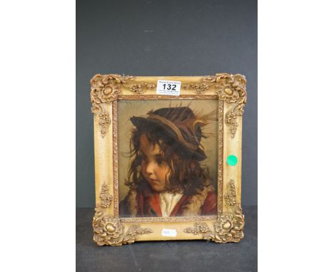 Adriano Bonifazi (Italian 1858 - 1914) Oil on Canvas Head and Shoulders Portrait of a Child, signed top left and inscribed Ro