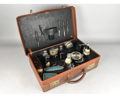 An Early 20th Century H. Worthmann of Berlin Fitted Travelling Case Housing Some Fitted Glass Topped Bottles and Manicure Too