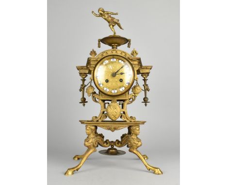 An Impressive French Mantel Clock of Architectural form with Drum Movement, 8 Day Silver Medal Movement, Pendulum and Key Pre